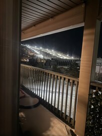 Our view of the slopes at night