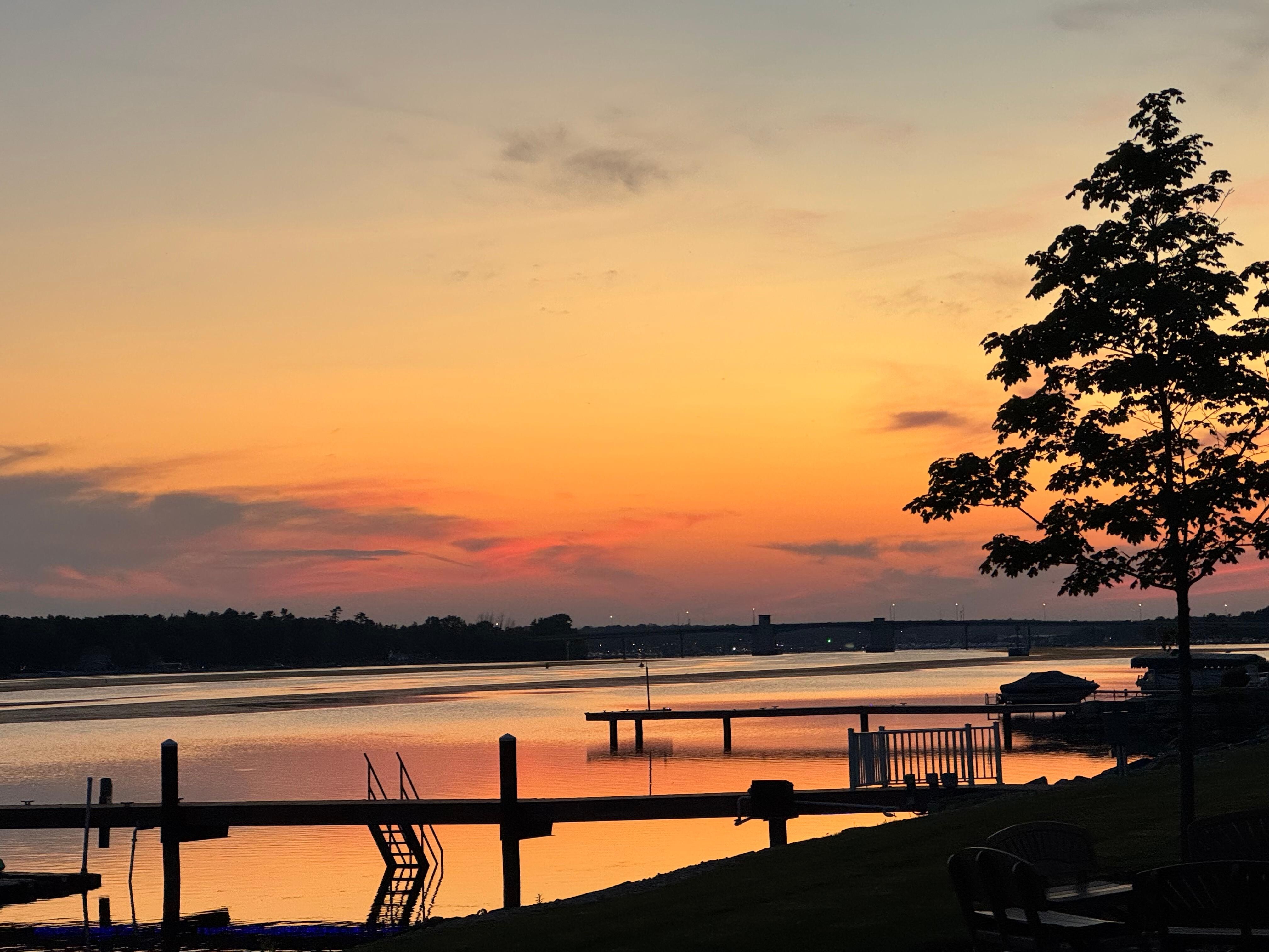 Beautiful sunset from the backyard overlooking the bay!
