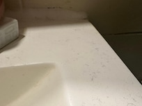 hair and dirt on sink upon arrival