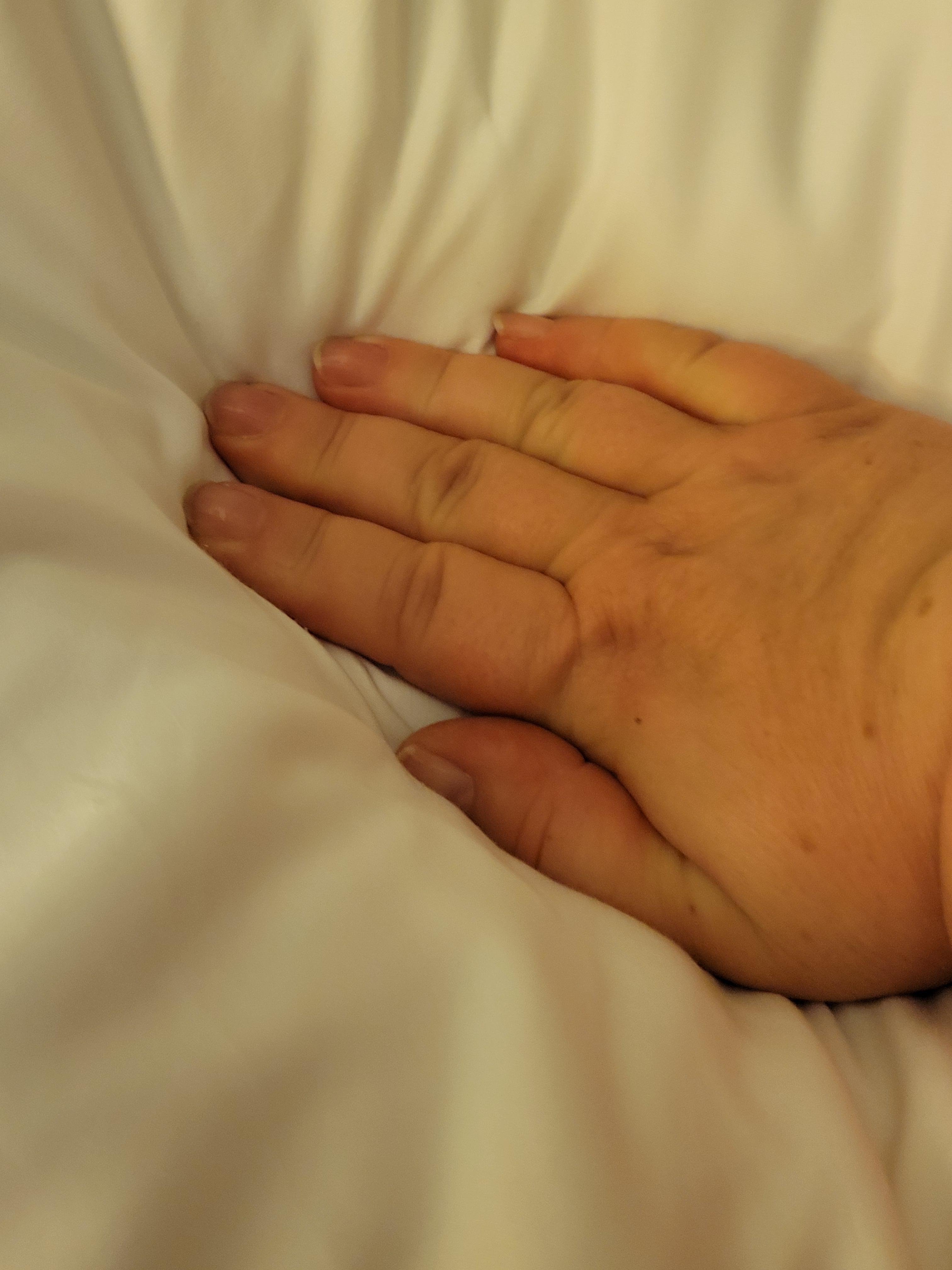 Hand in the hole. My hand was lower than the rest of the mattress.