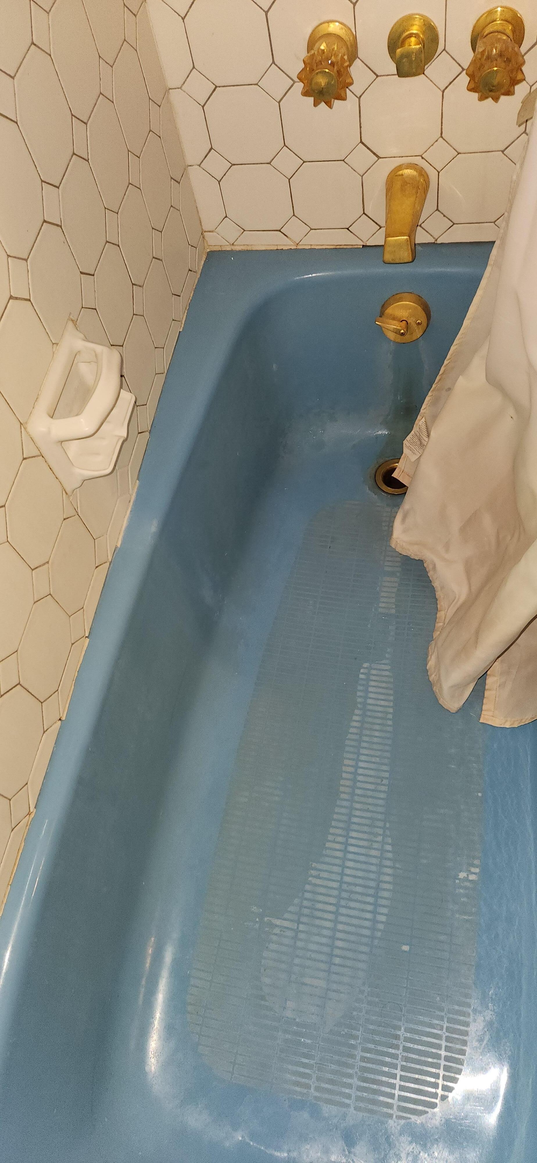 Soap scum in shower. Cold water faucet was broke. Could not use during our stay.