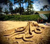 We left our 5-gallon buckets and shovels and hope they are still at the unit so we can make more of our sand sculptures. Our octopus lasted two days with some fix-up.