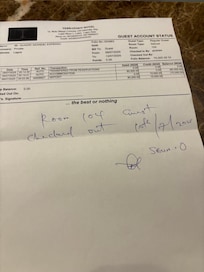 Here’s the checkout slip that was issued to me