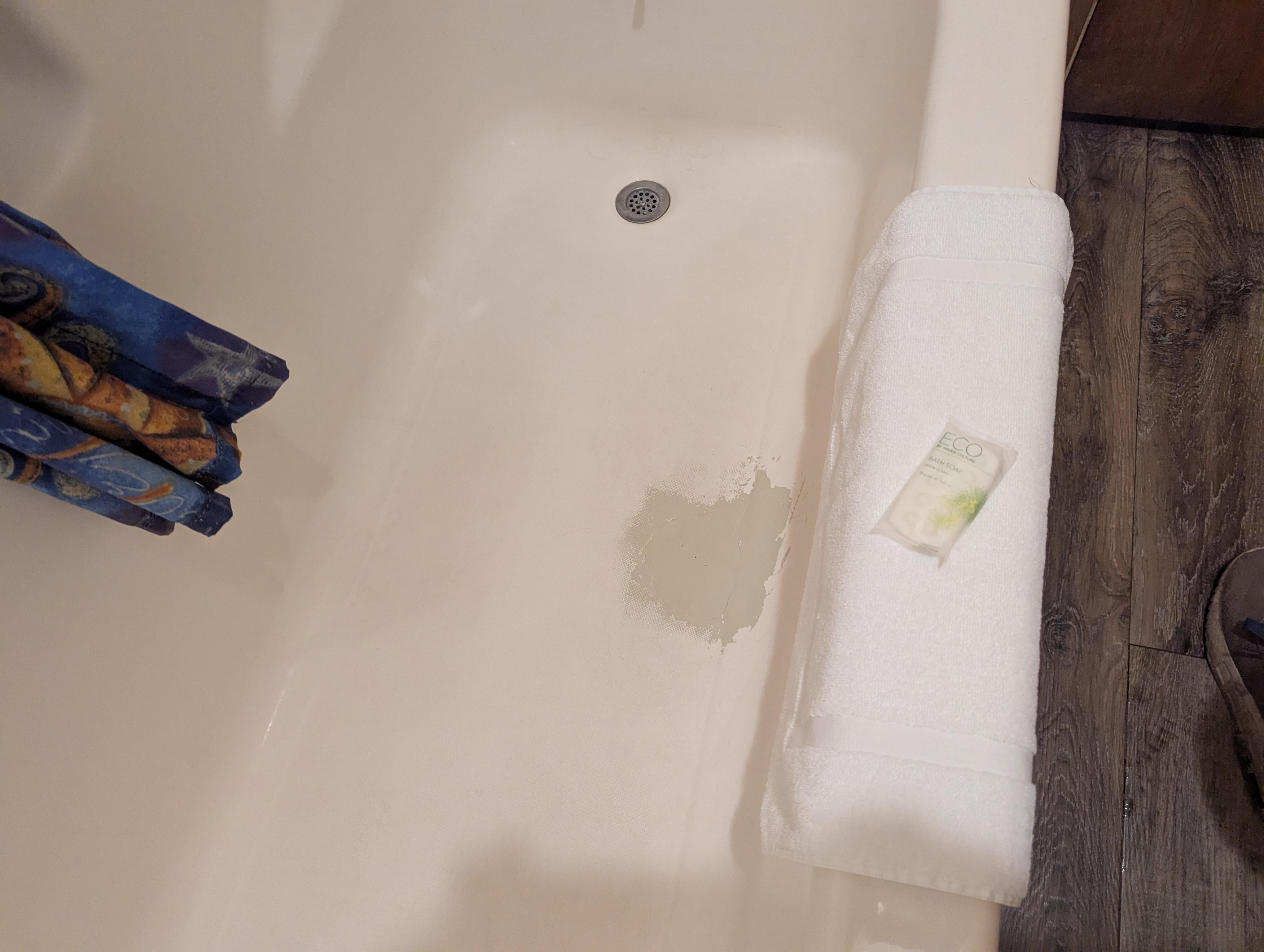 Patched bathtub 