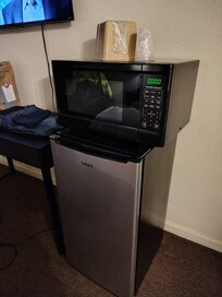 Microwave and small fridge