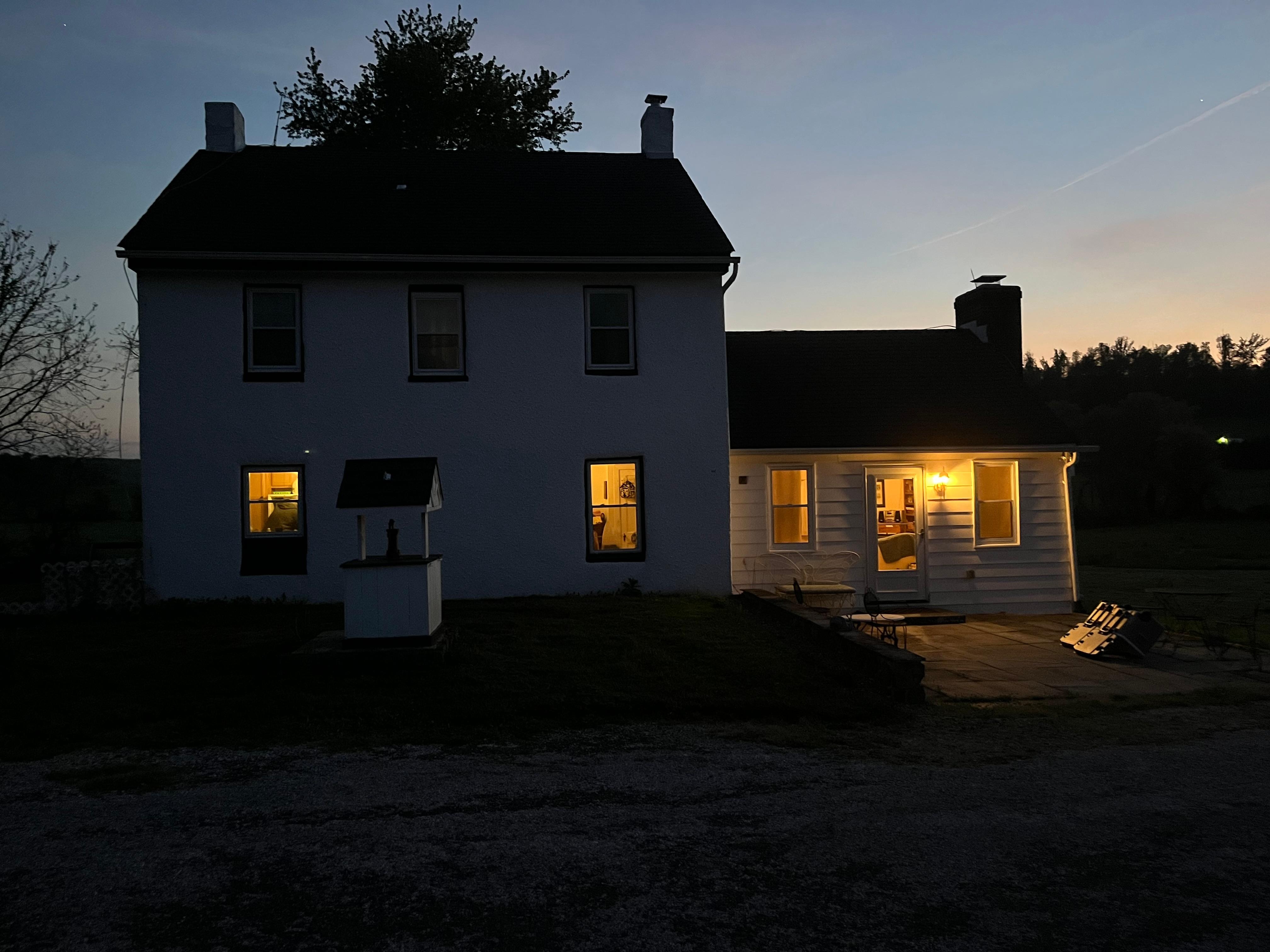 Farmhouse at night