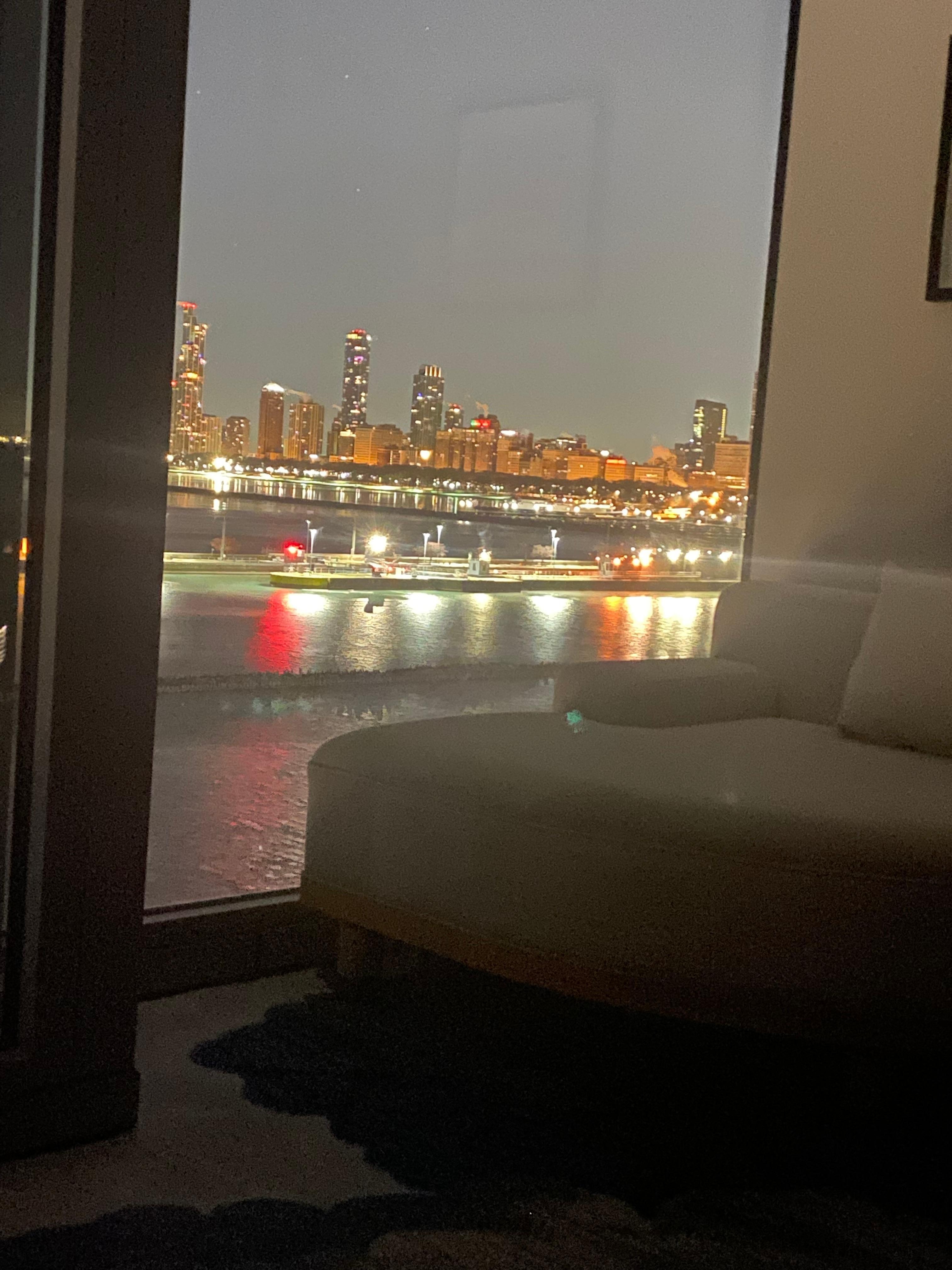 Hotel room view evening 