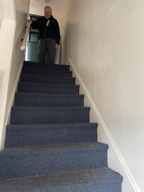 The narrow steep stairs.