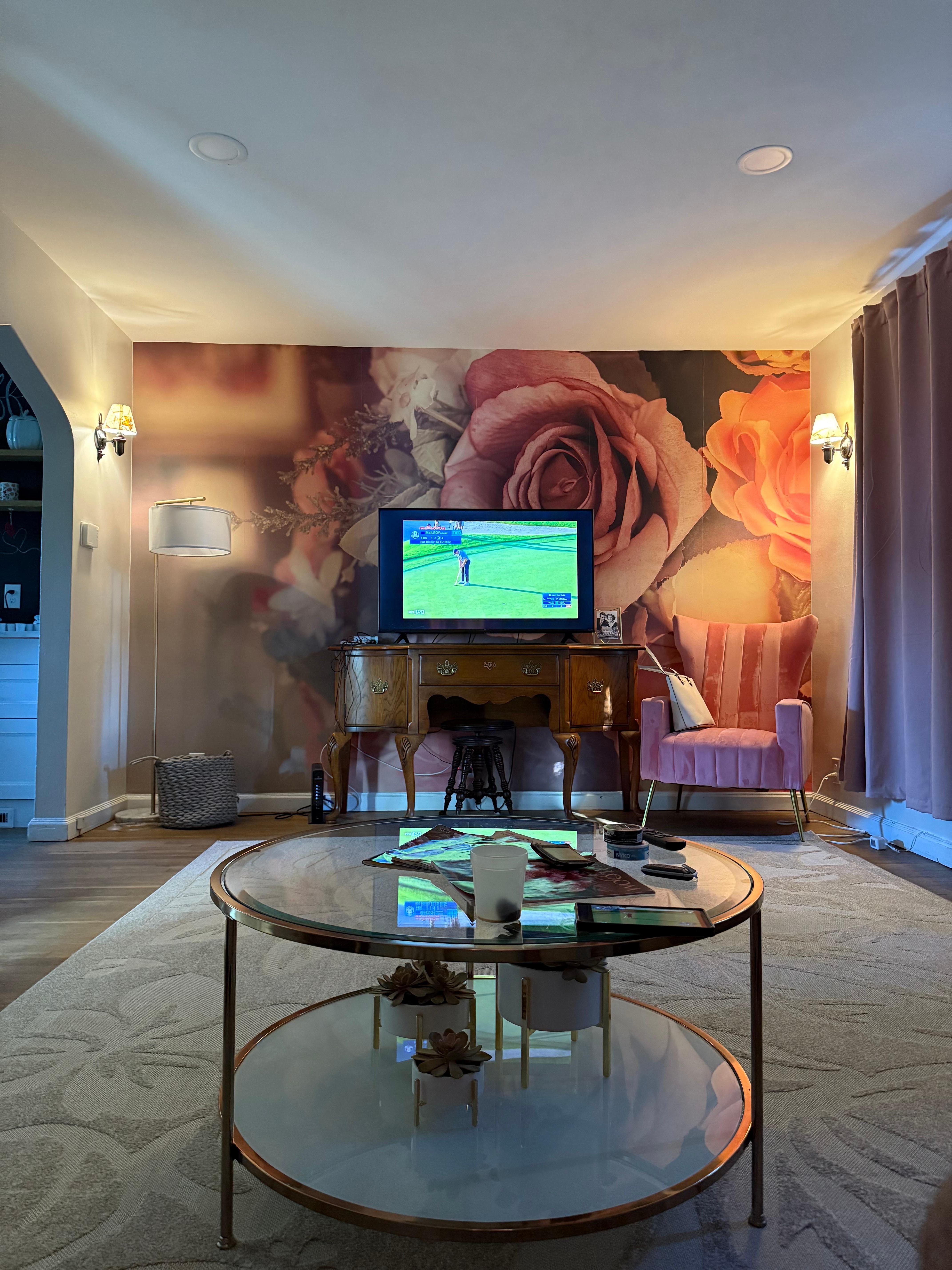 Living room is spacious and super cute 