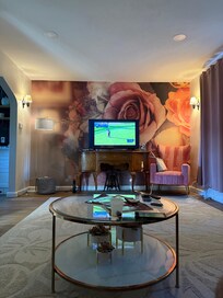 Living room is spacious and super cute