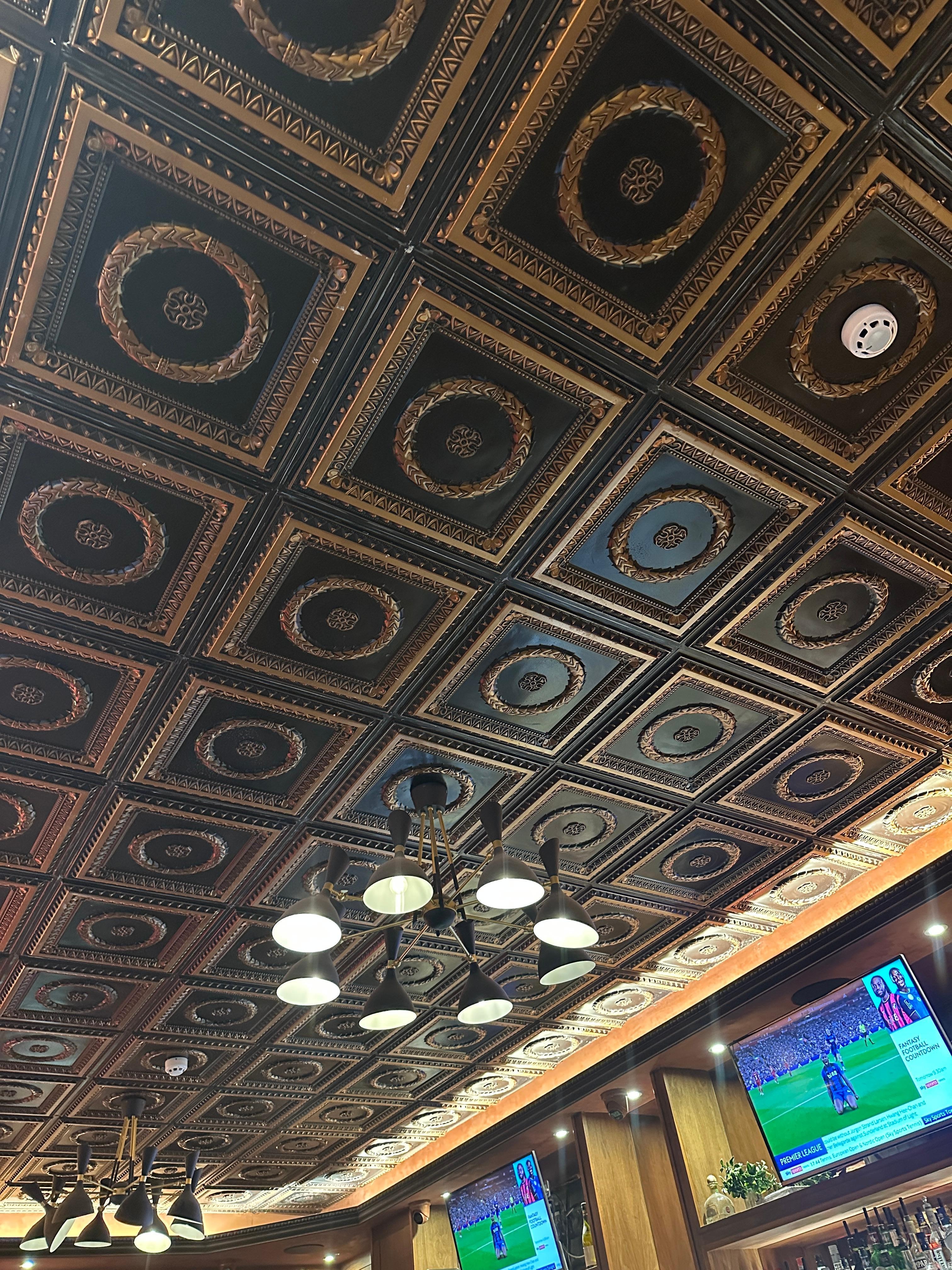 Beautiful restaurant  pressed ceiling