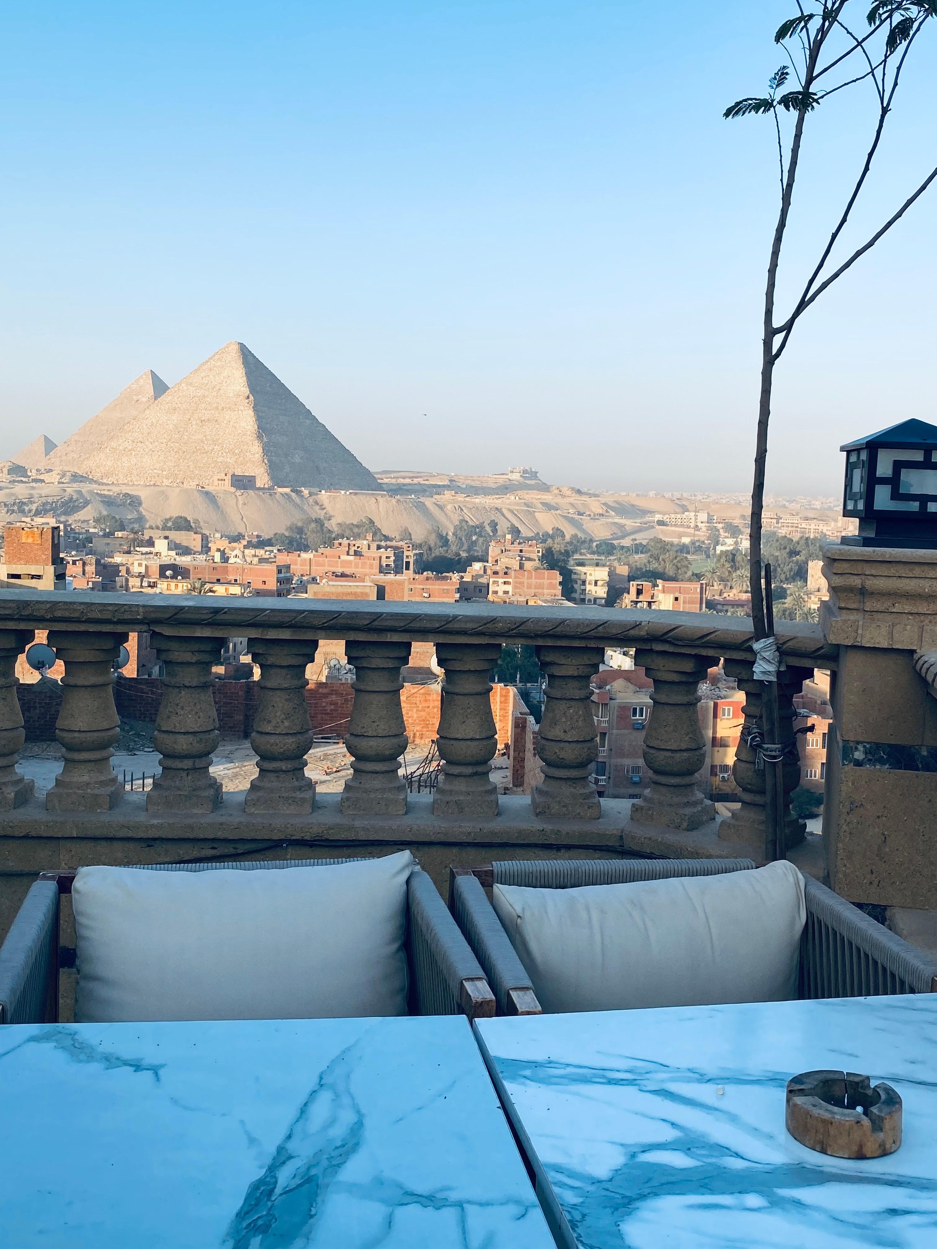Breakfast Terrace with stunning Pyramid views