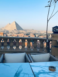 Breakfast Terrace with stunning Pyramid views