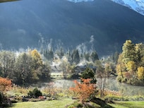 Steam rising as the autumn sun warmed the valley