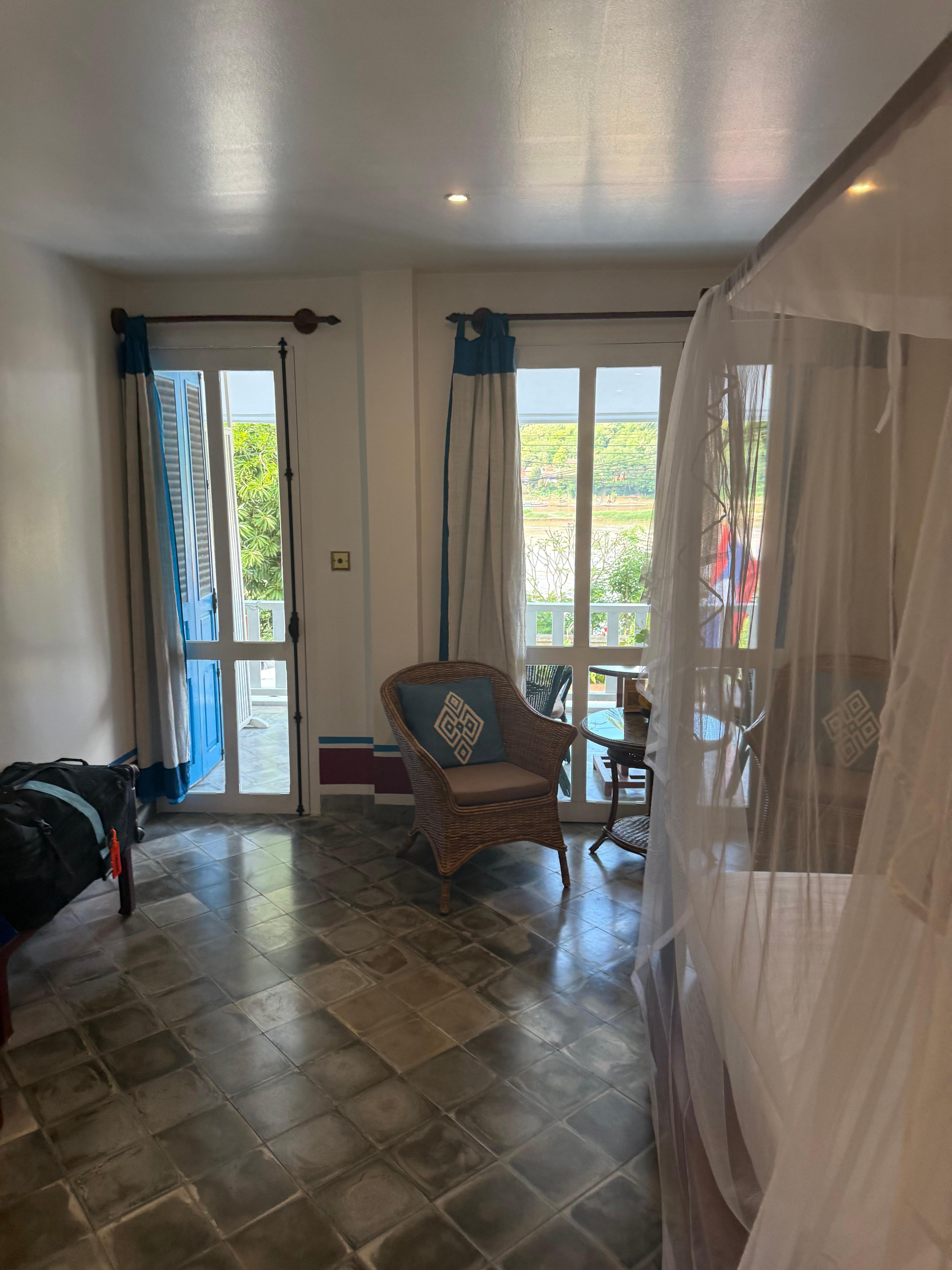 My view, had patio, not private and road in between river and room but still had nice view of river