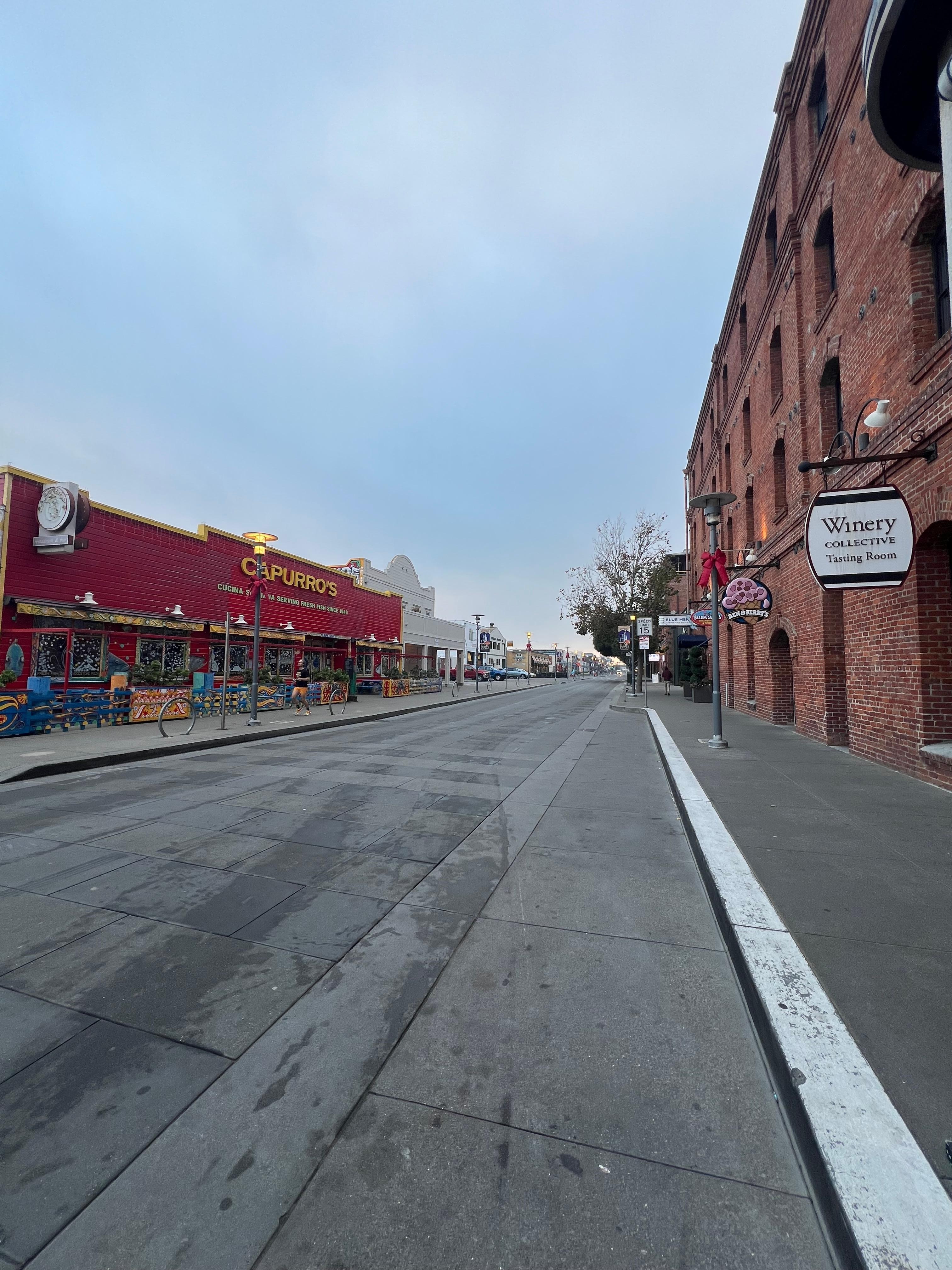 First thing in the morning. Super quiet. Only runners/walkers out. 