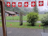 Helicopter pad which is a fun spectacle, and farm nearby who have goats and often a few calves (in the summer).