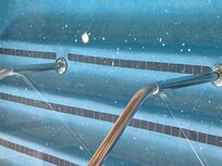 Some white floating stuff in the pool