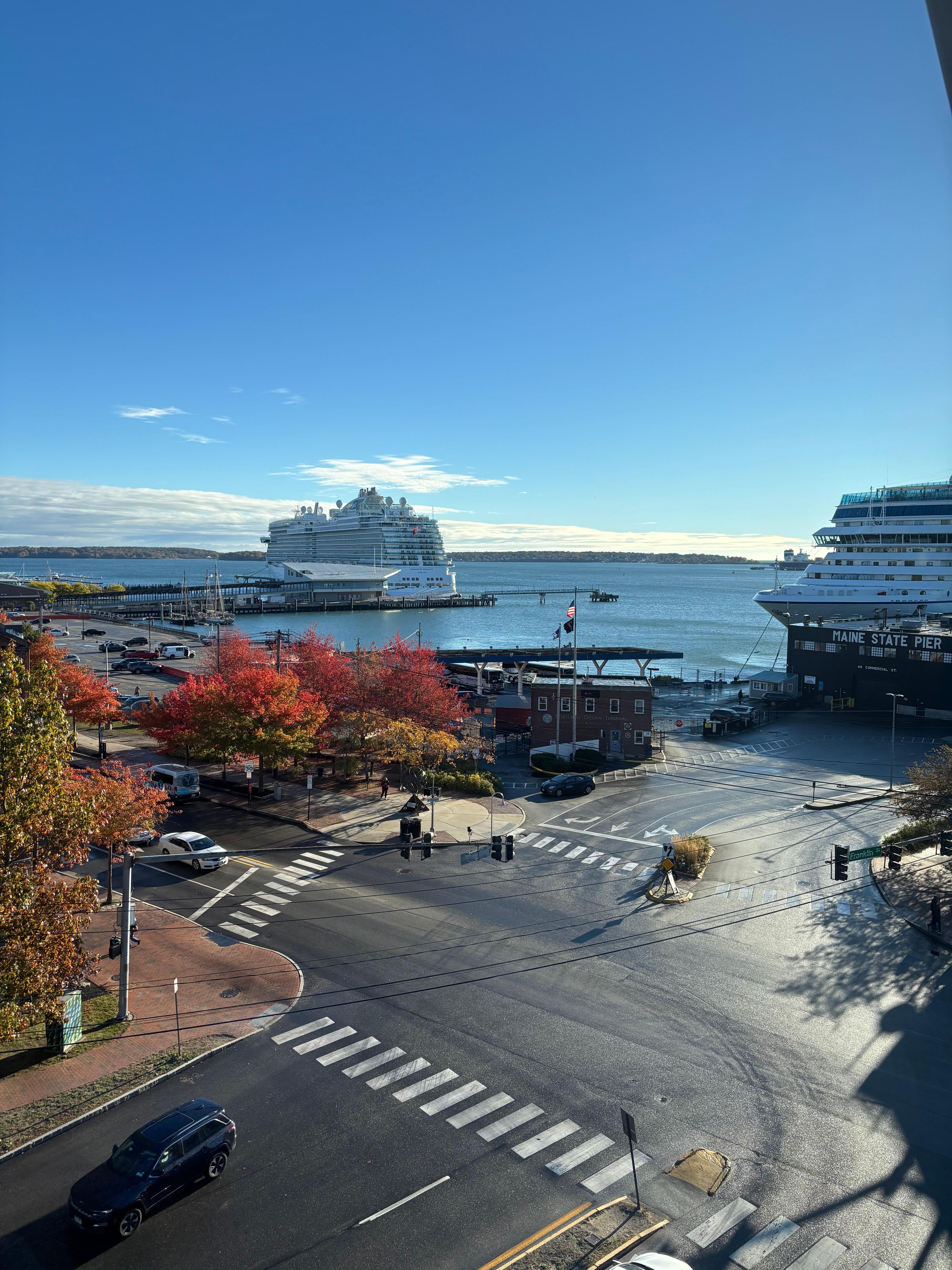 View of the harbor and cruise ships from our room
