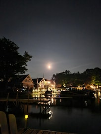 Moonrise over neighbors' from our dock