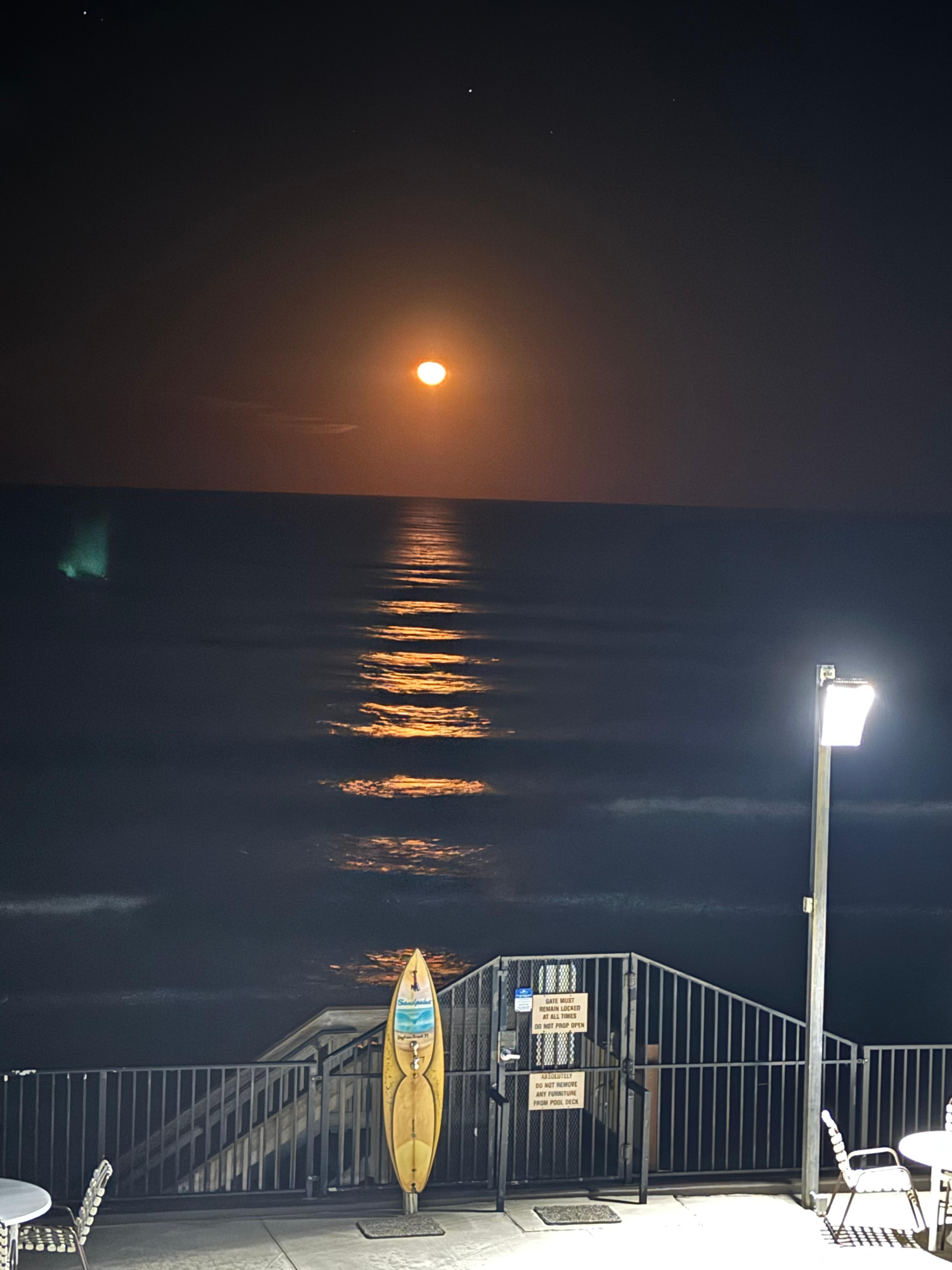 Full moon on the Atlantic from our balcony