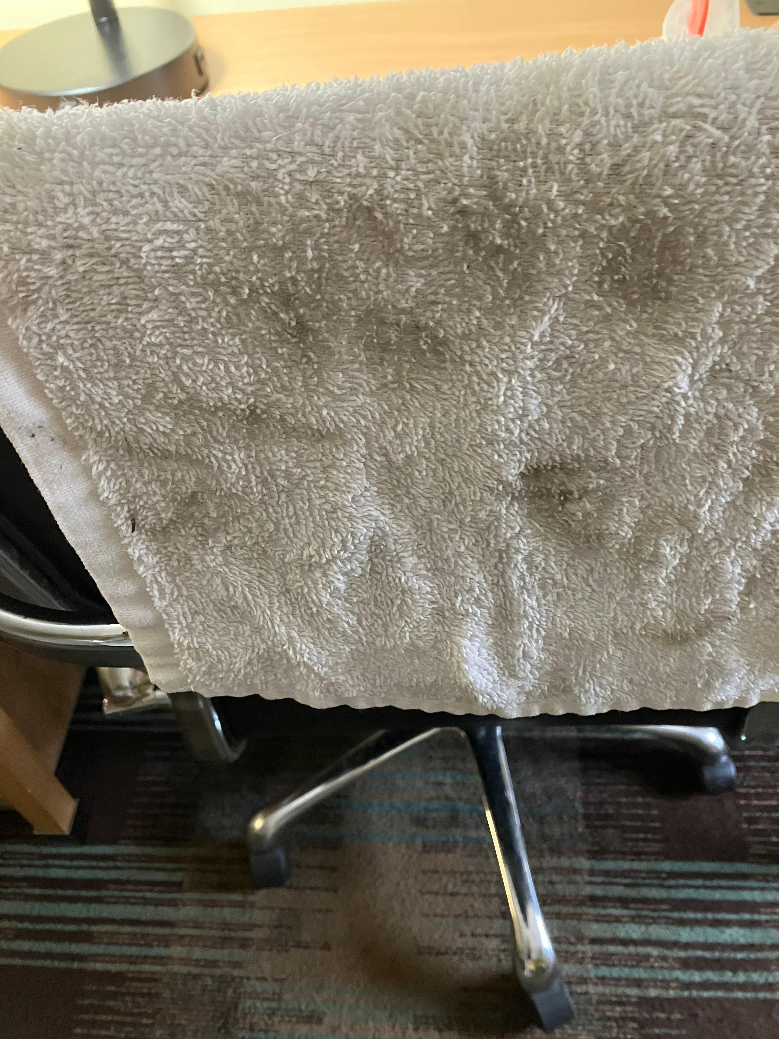 Washcloth after walking on carpet barefooted then washing the bottom of my feet. 
