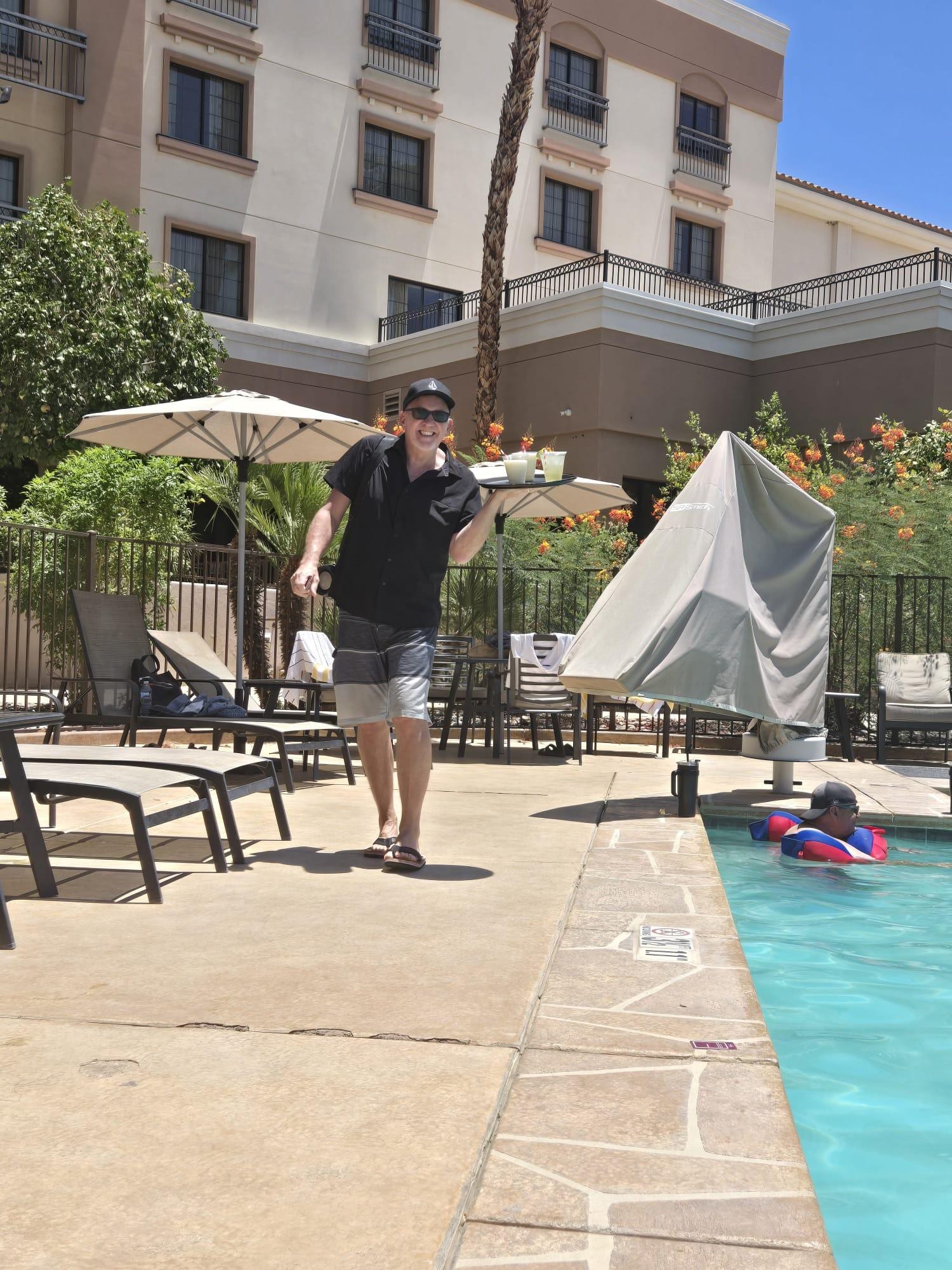 Me getting drinks. (they did have pool service)