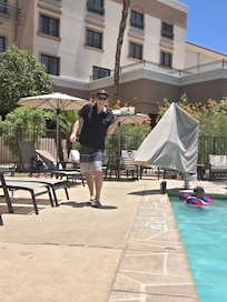 Me getting drinks. (they did have pool service)