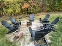 Fire pit in backyard