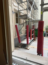 Looking out of the living room during the construction