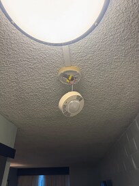 Smoke/Fire alarm hanging from wires