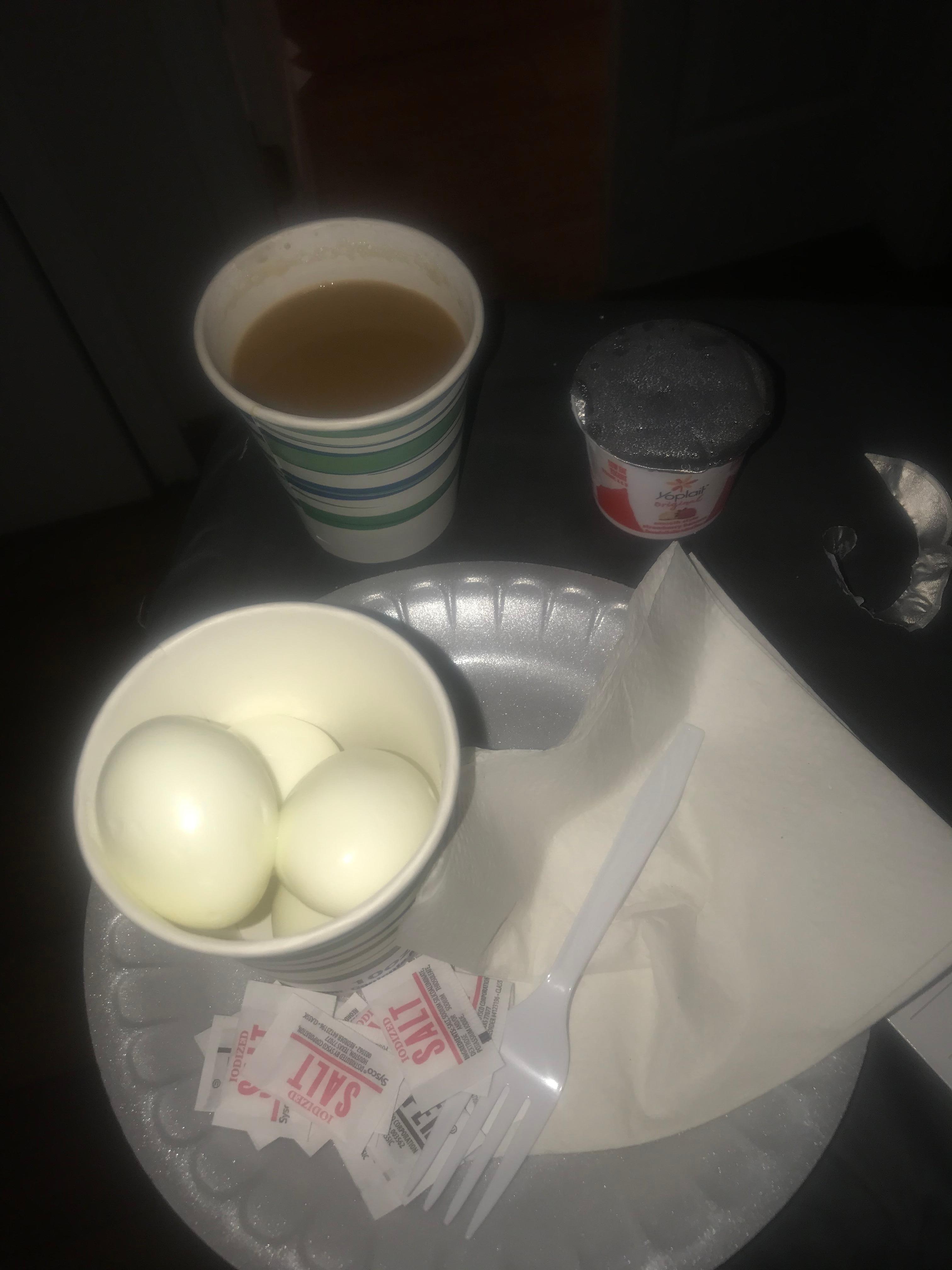 Boiled eggs tasted horrible. I took one bite and threw them away. Yogurt was good.
