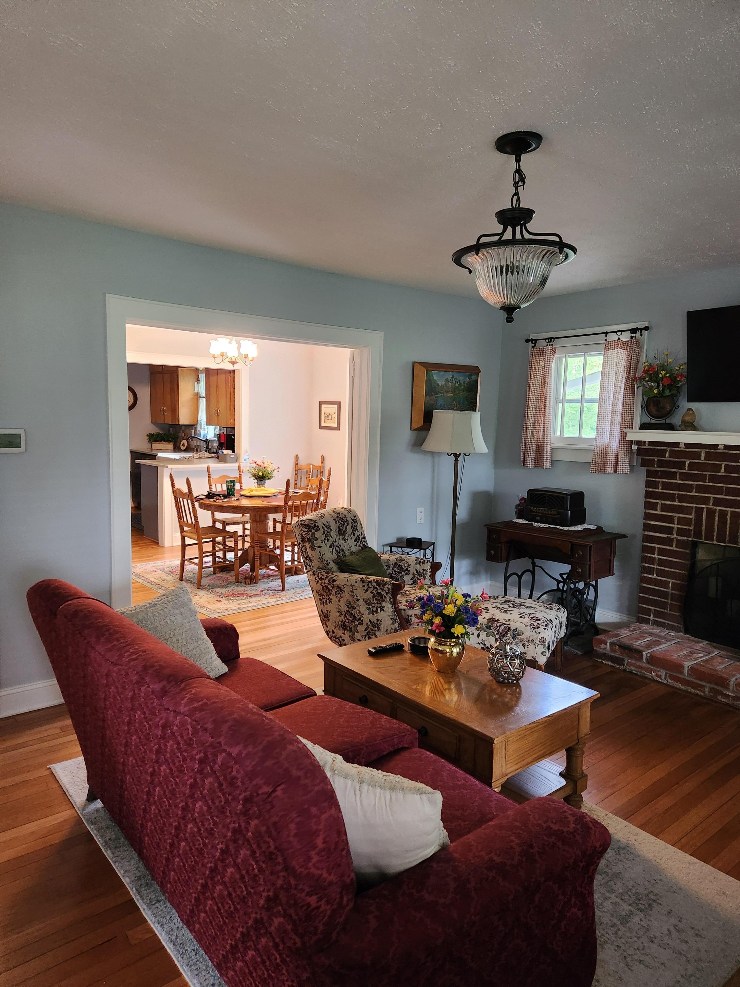 TV room view toward kitchen table