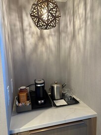 Coffee and mini fridge