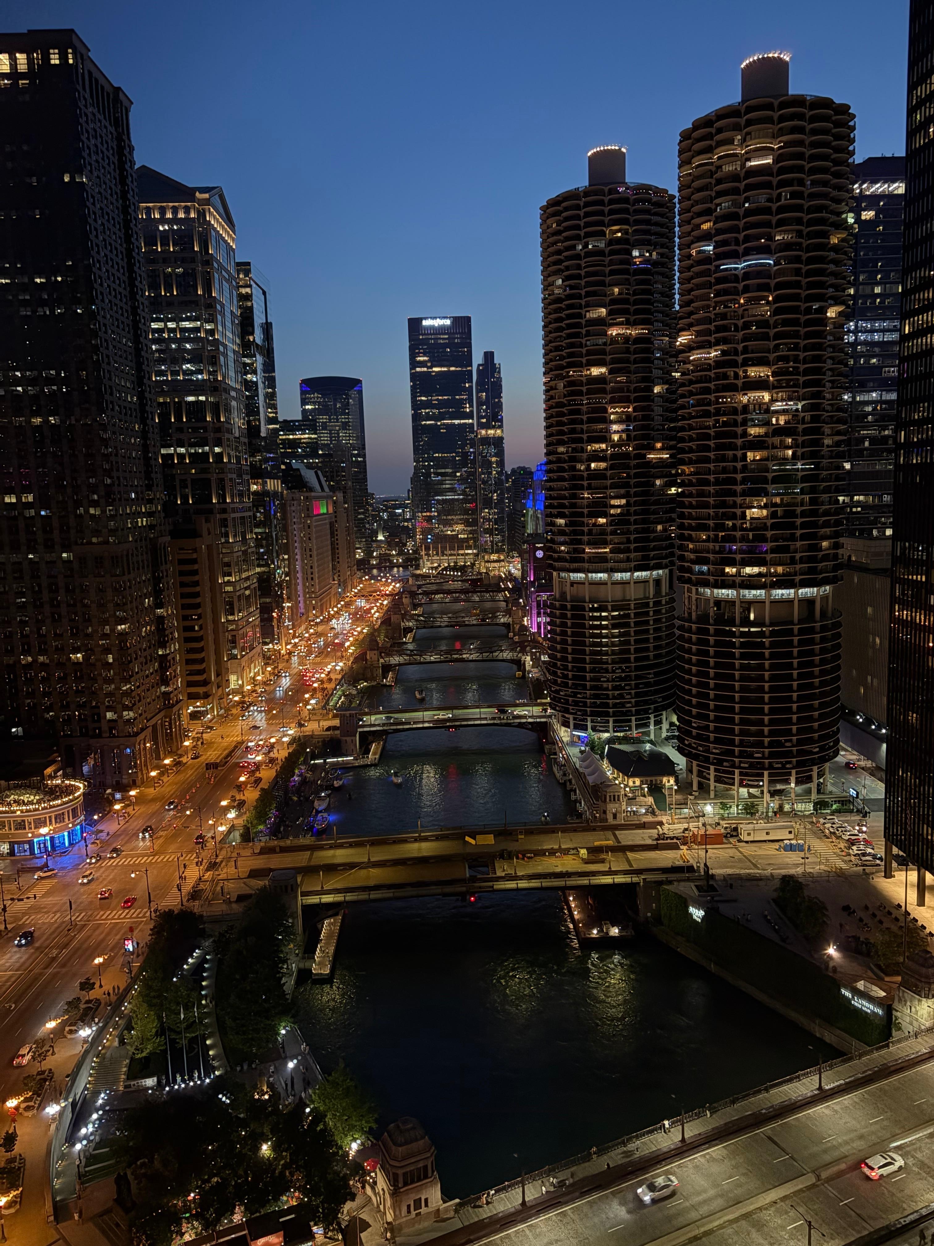 View from hotel room, evening