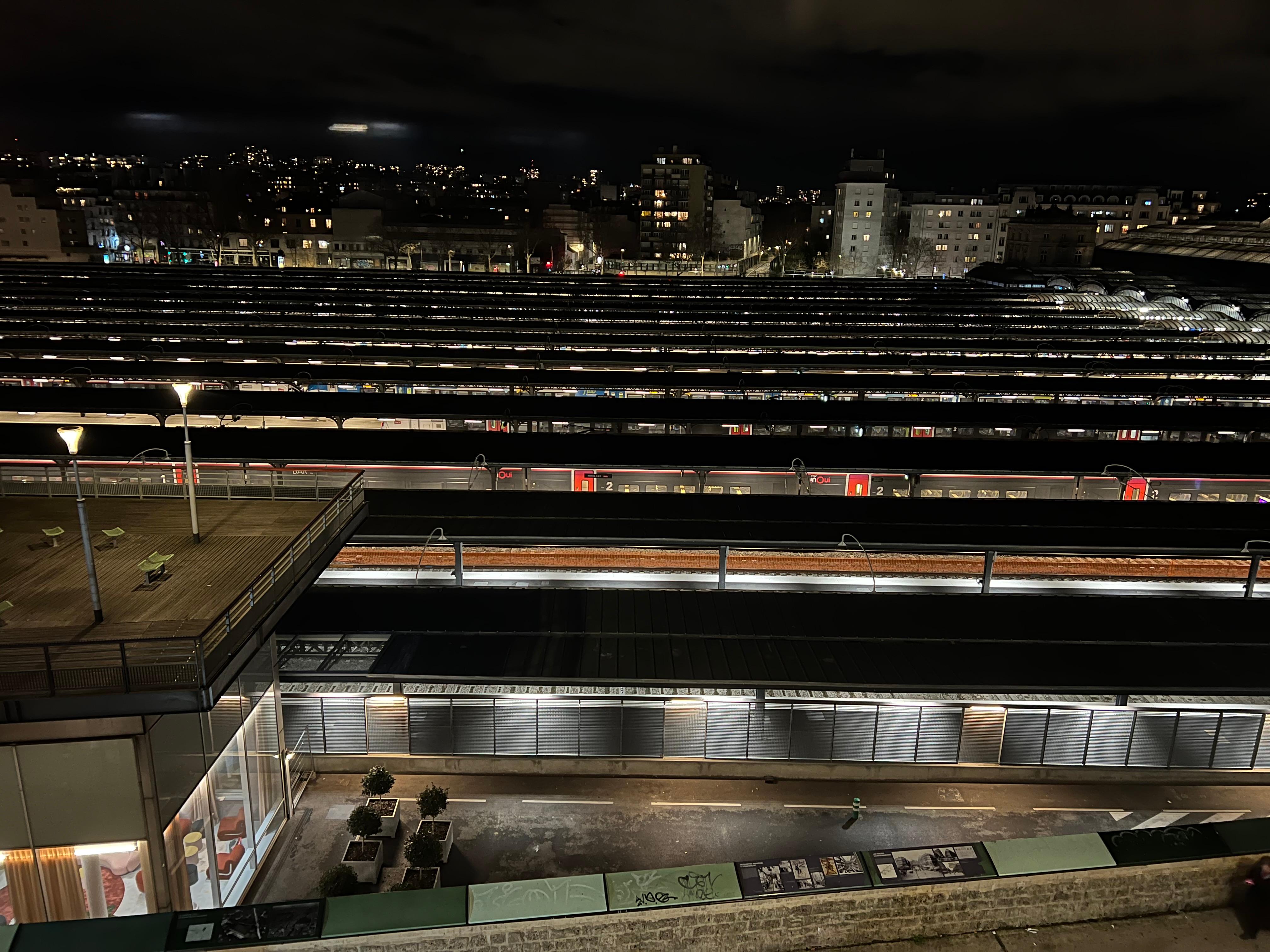View of train station out our window