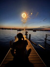Enjoying fireworks from the dock!