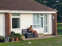 Enjoyed sitting outside reading and smelling the lovely lavendar on each side of the bench.