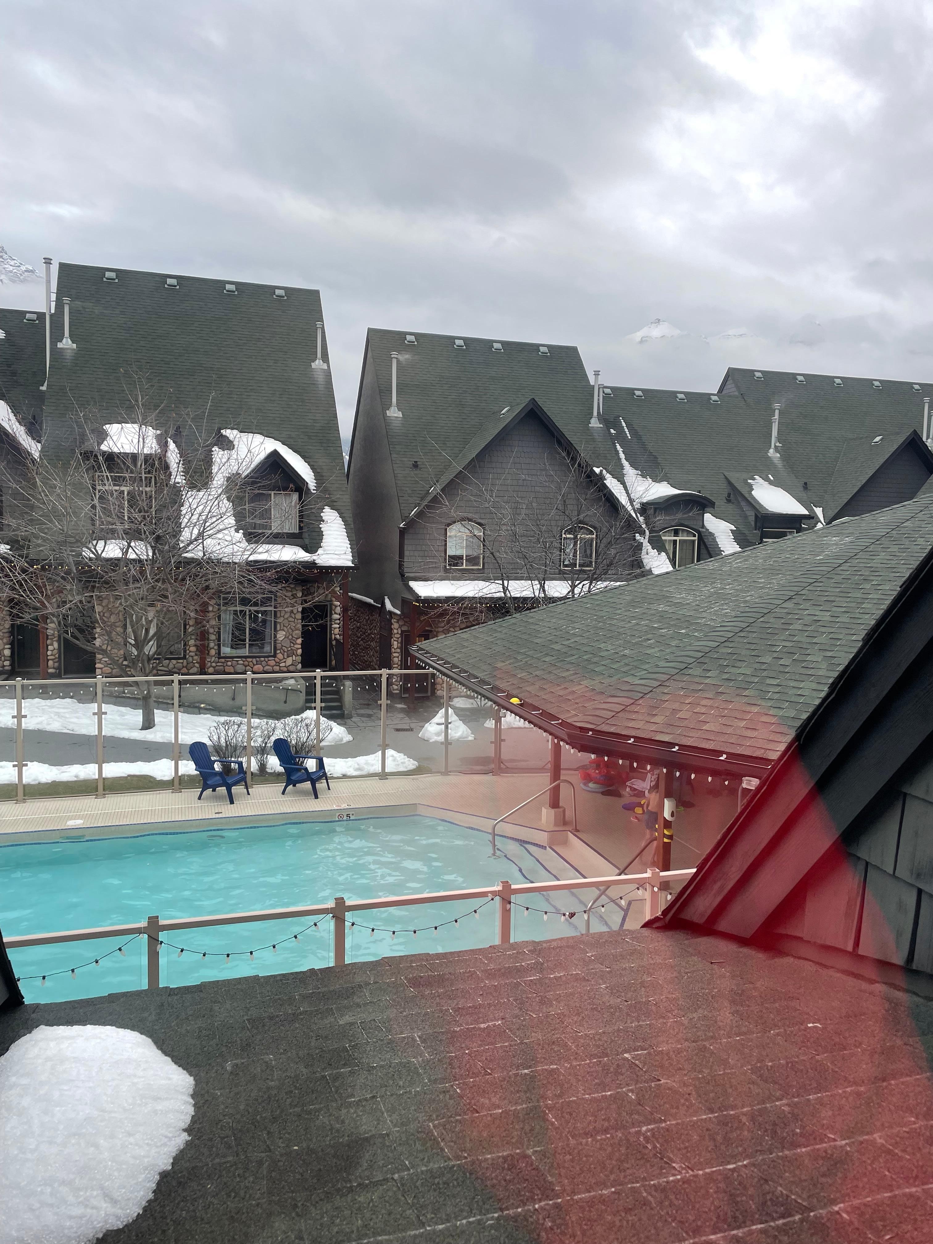 View from the bedroom, hot tub on the right