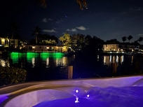 Night view of canal from hot tub