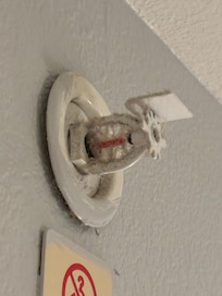 Dirty sprinkler head in violation of fire code