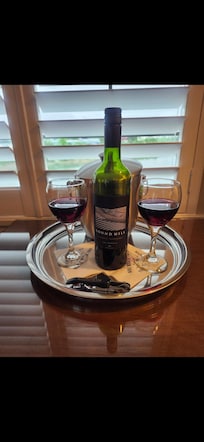 Complimentary bottle of wine. For anniversary