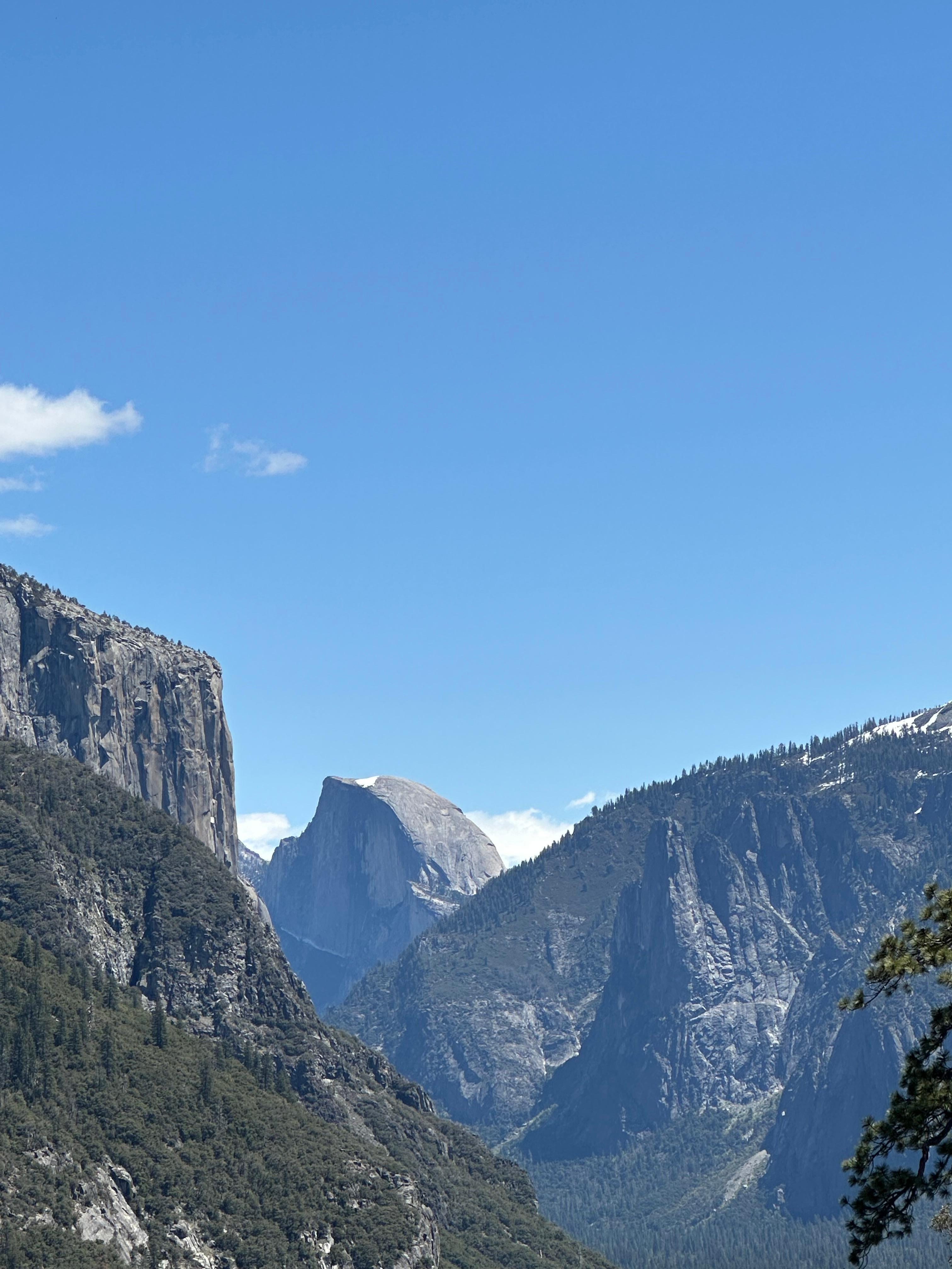 El Capitan on left, Half Dome in middle, and Bridleveil falls on right
