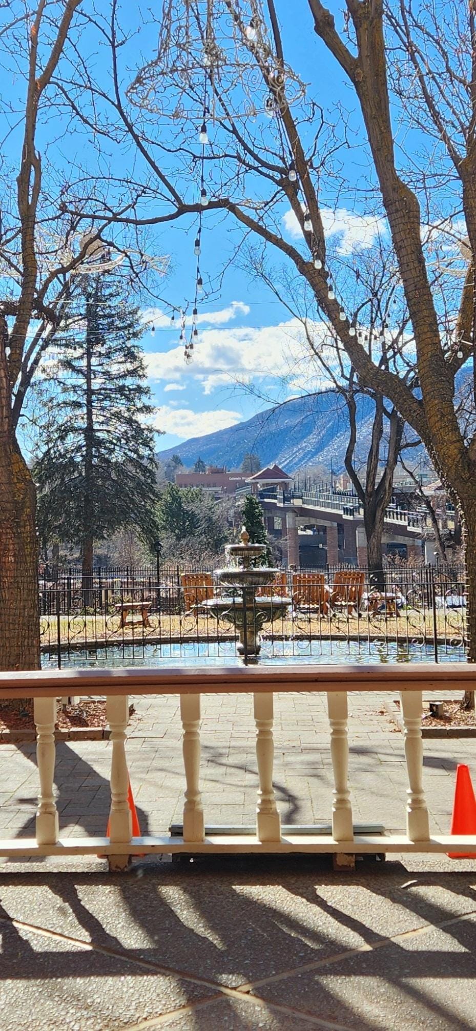 Looking from inside the lobby out.