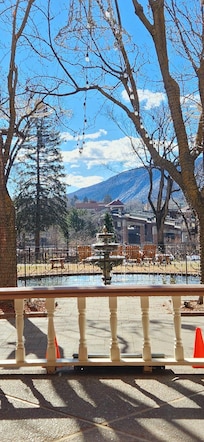 Looking from inside the lobby out.