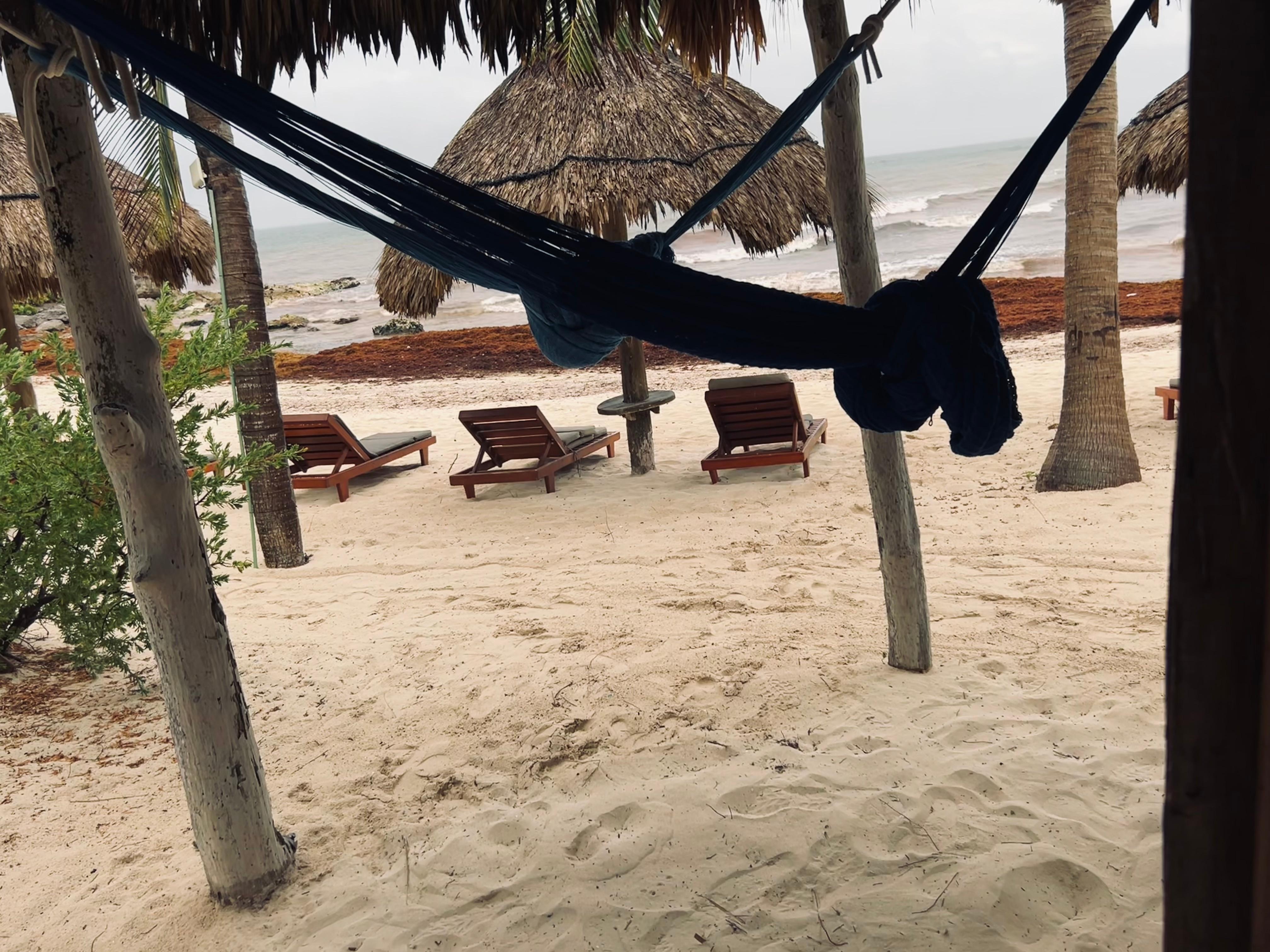 View from inside our room, onto the beach.