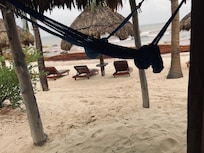 View from inside our room, onto the beach.