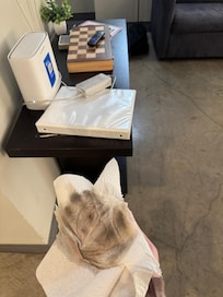 The floors after taking a wet paper towel to it.