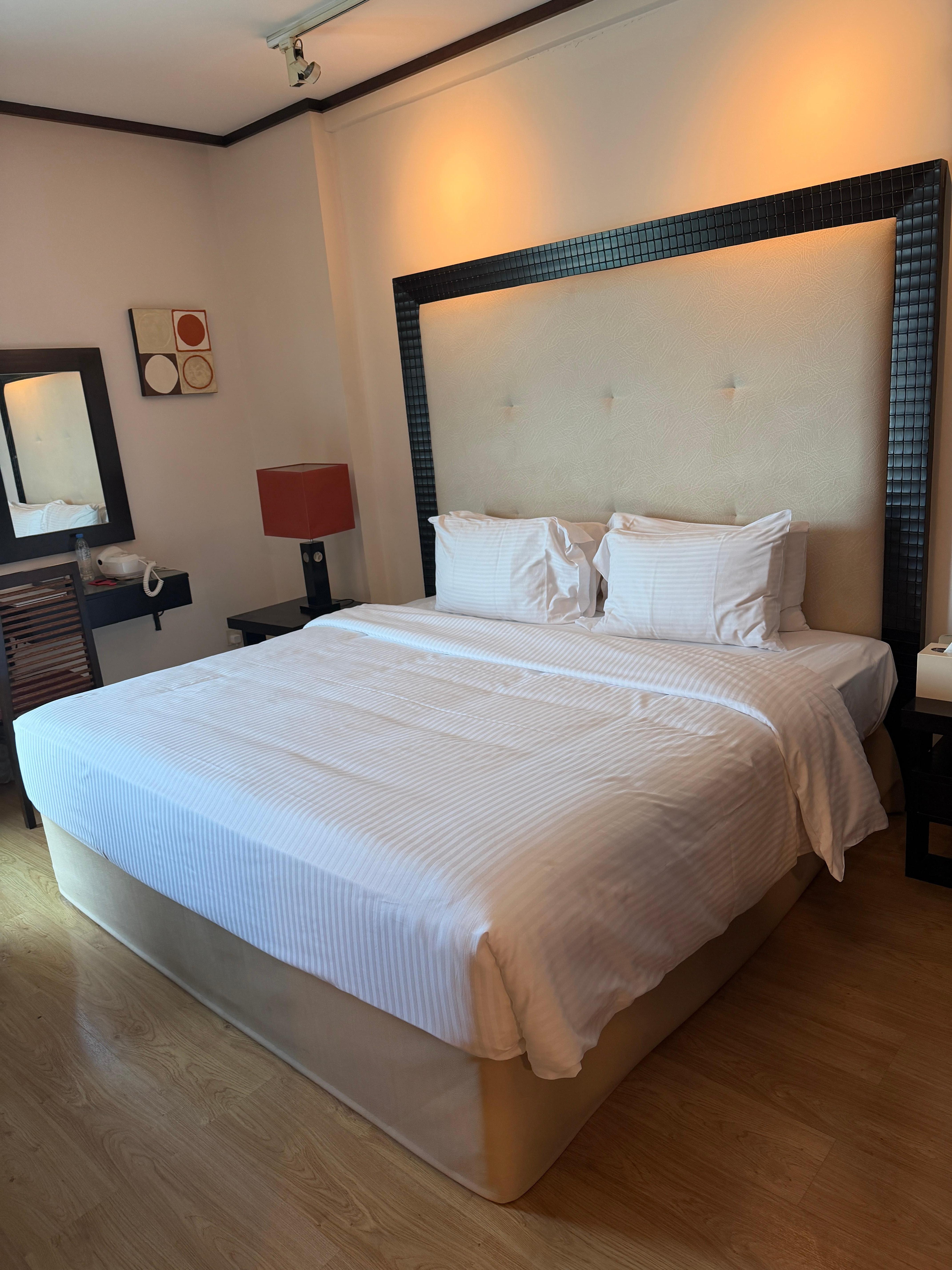 Chandrasher made our bed just the way we like it. 