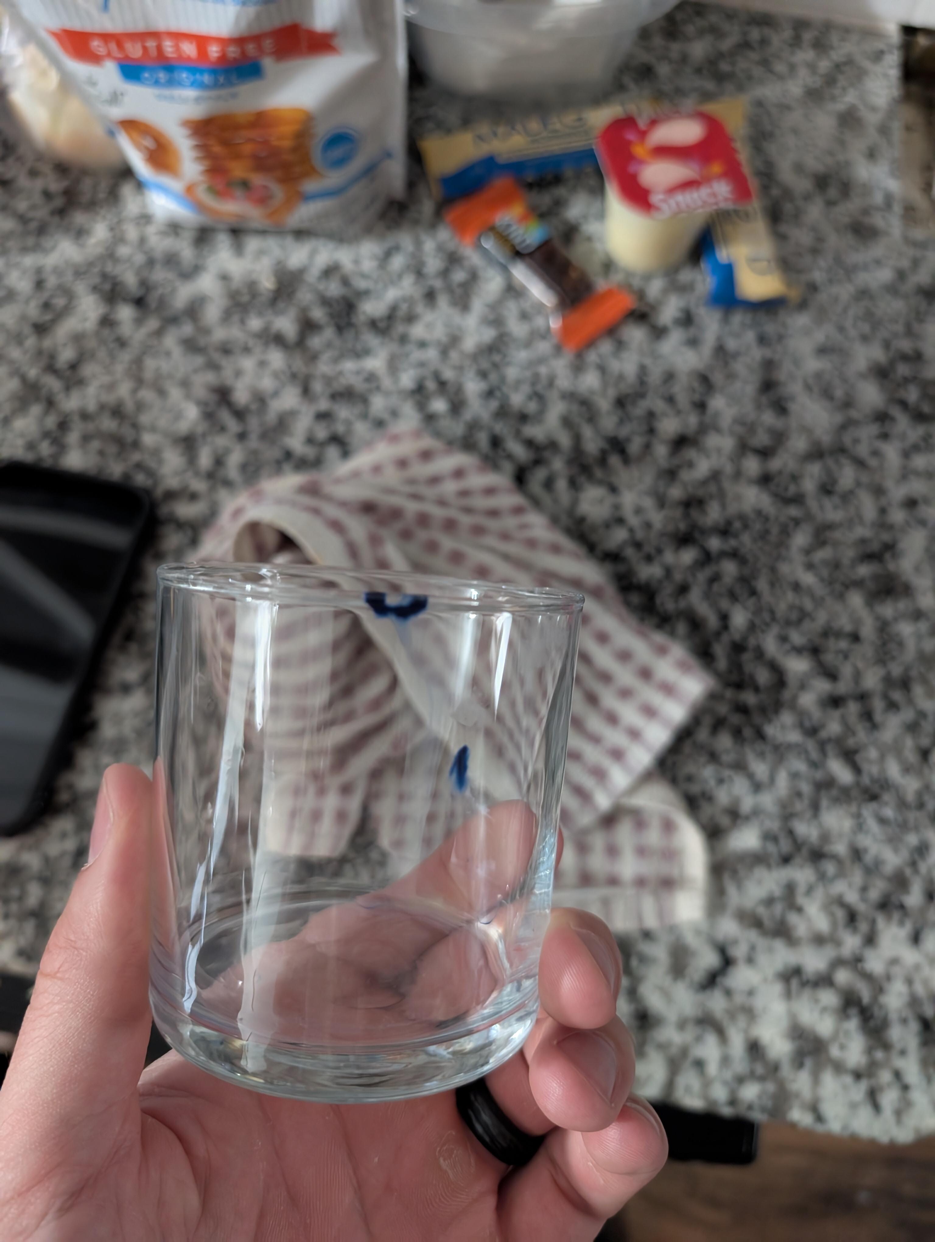 Glass with paint stain